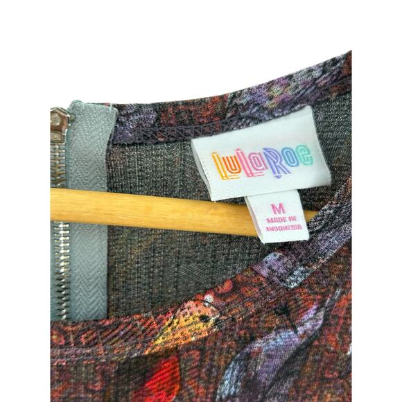 LuLaRoe Amelia Dress Large Bird Print Stretch Fit & Flare w/ Pockets Modest - Picture 6 of 7